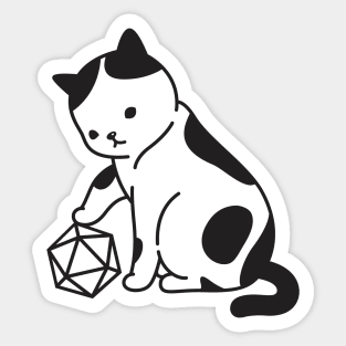 Cute Cat with Polyhedral D20 Dice Sticker